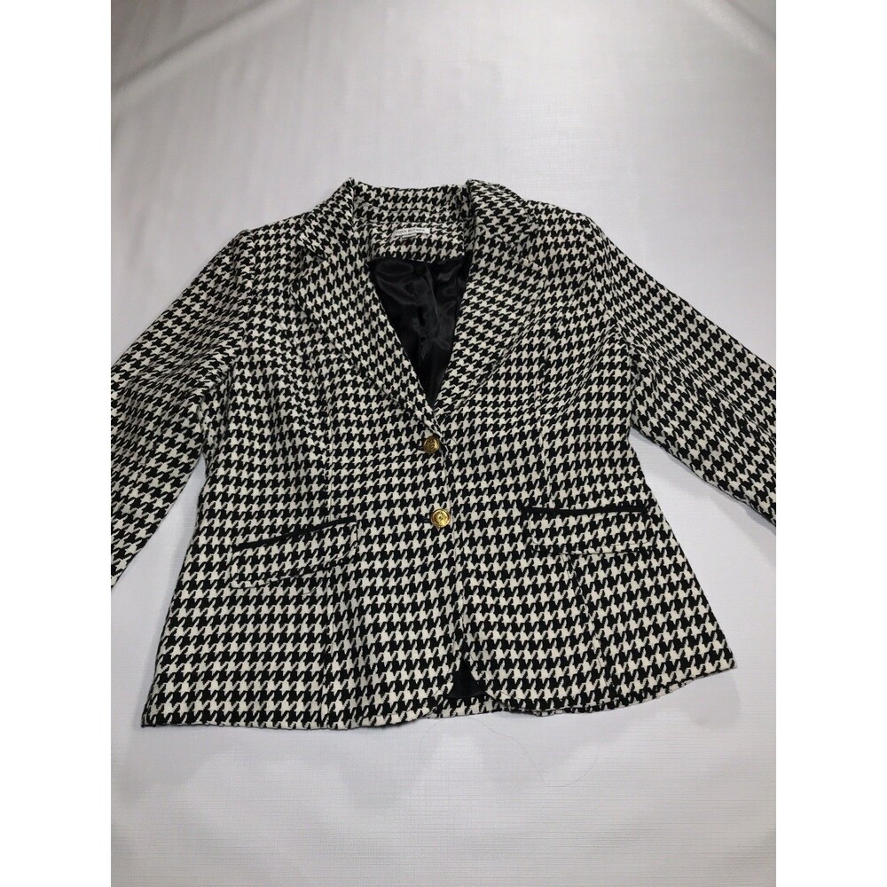 Joan Rivers Women’s Vintage Black Herringbone, Elbow Patch Blazer Size 10 - Picture 4 of 9